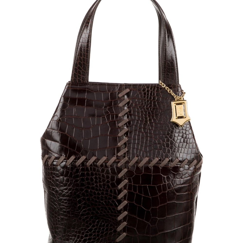 SOLD✔️ Yves Saint Laurent Crocodile Embossed Bucket Bag